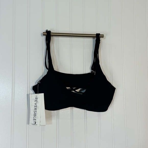 NWT TiniBikini Reversible Black Cross Bikini Top Size Small - Picture 1 of 8